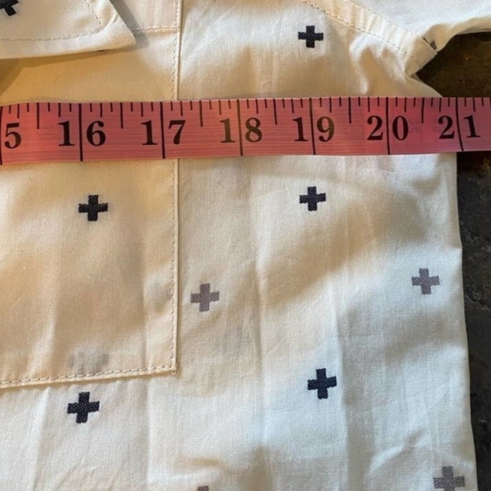 Pendleton Cream Cross Print Button Up Shirt Small - image 3